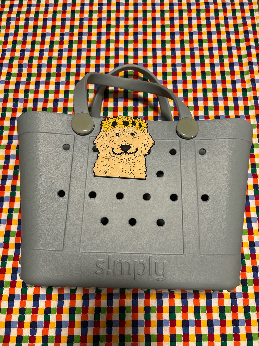 Simply Southern minature Gray Casual Tote with Dog Charm